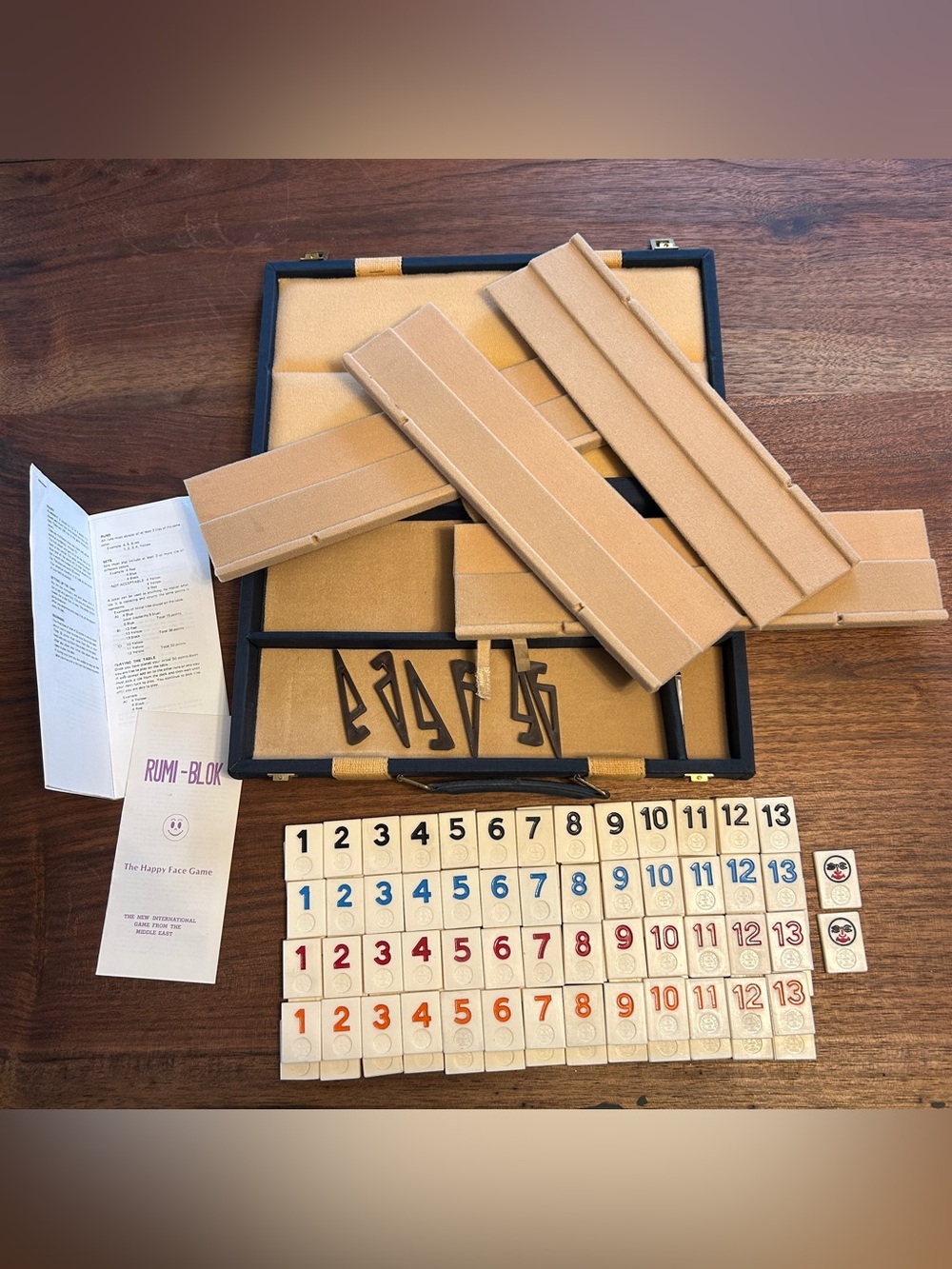Vintage Rumi-Blok The Happy Face Game  Rummikub complete Set 106 Bricks/tiles